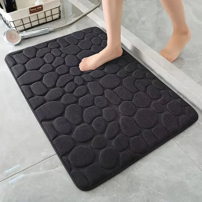 3D Cobblestone Non Slip Absorbent Bathroom Mat Quick Dry Doormat