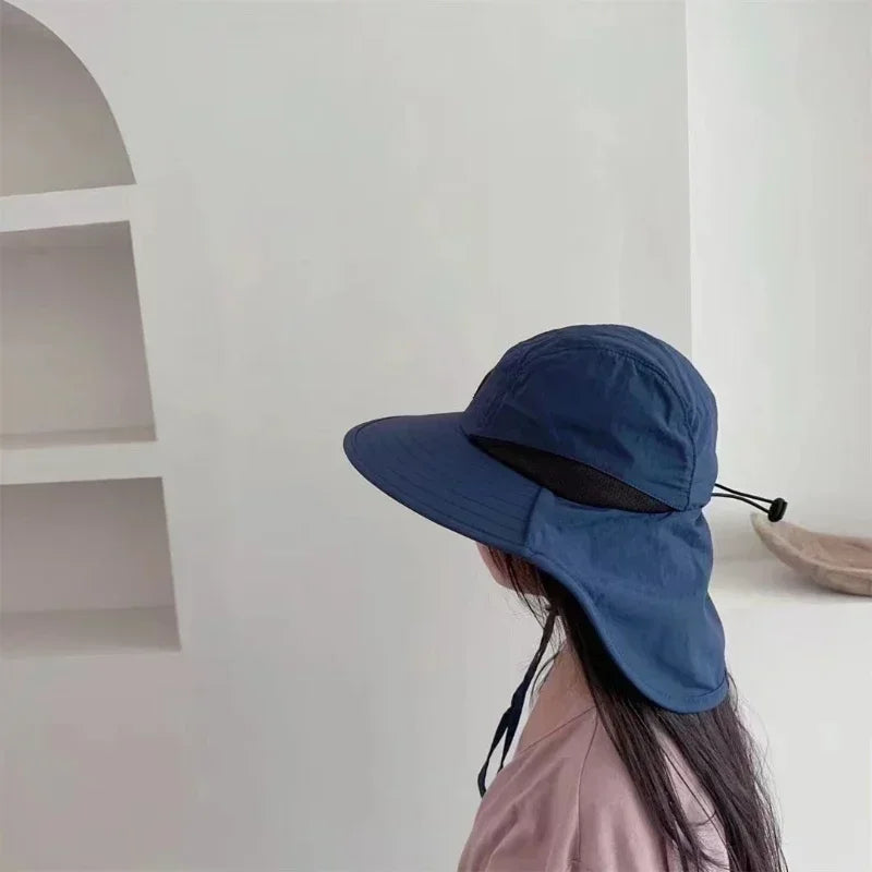 Unisex Wide Brim Quick Dry Fishing Sun Hat with Neck Protection