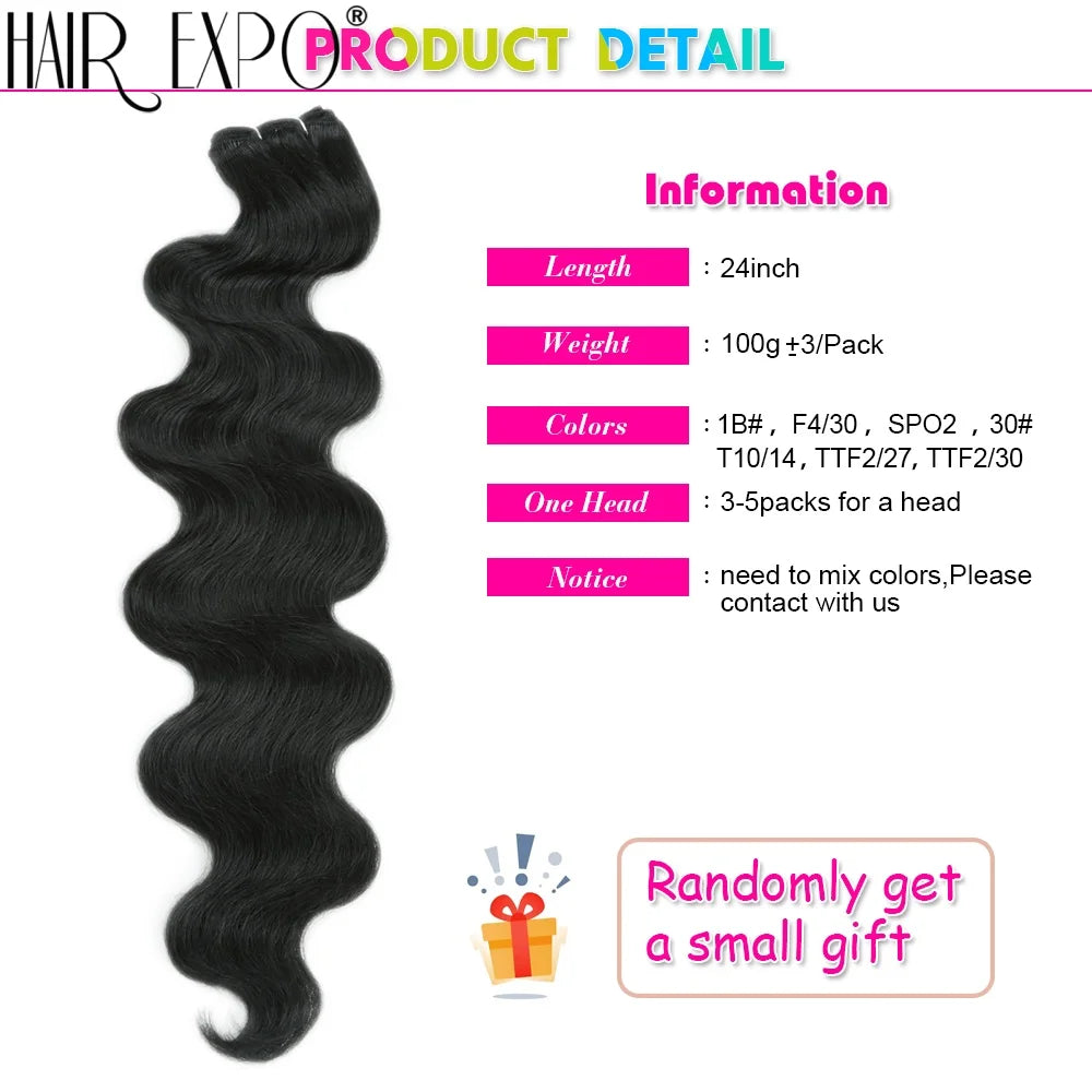 Women's 24 Inch Piano Blonde Body Wave Hair Extensions