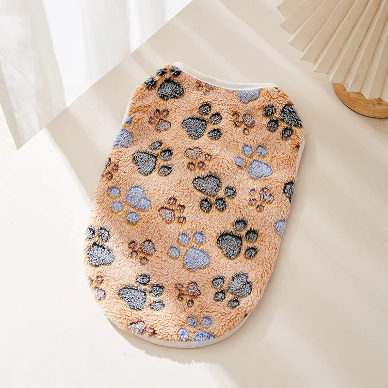 Soft Flannel Paw Print Vest for Small & Medium Dogs & Cats