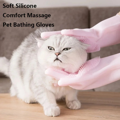 Silicone Pet Grooming Bathing Glove for Dogs & Cats Hair Removal