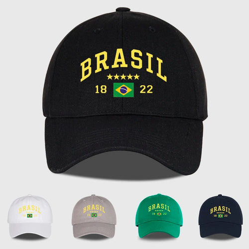 Brazil Flag Five Star Soft Top Baseball Cap