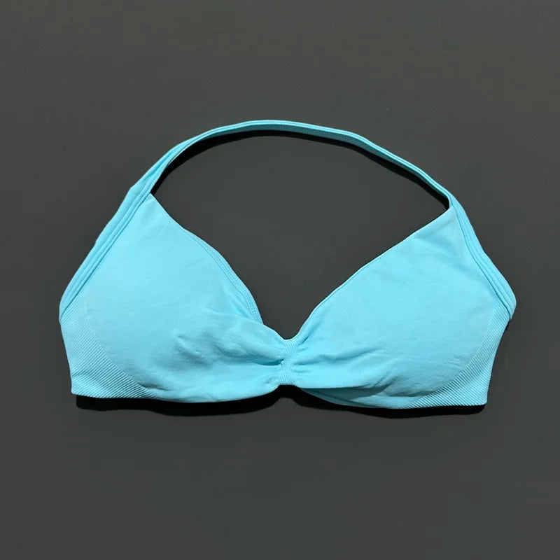 HISTELLO Women's High Support Strappy Halter Sports Bra