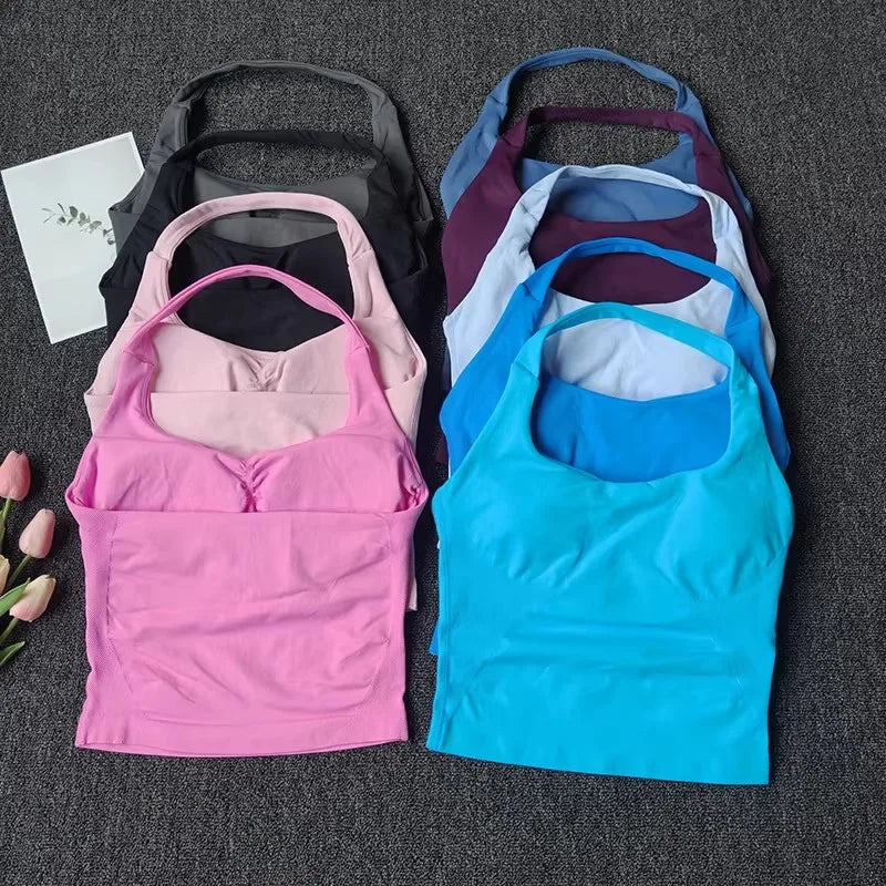 Women's Halter Backless Padded Sports Tank Top