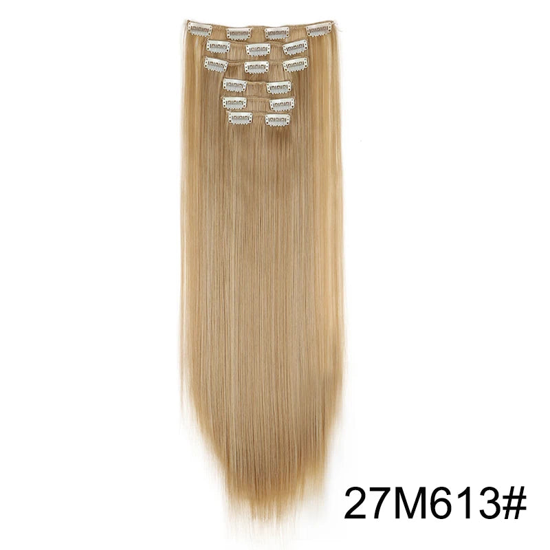 WIGSIN Women's 6 Piece Long Straight Clip In Hair Extensions