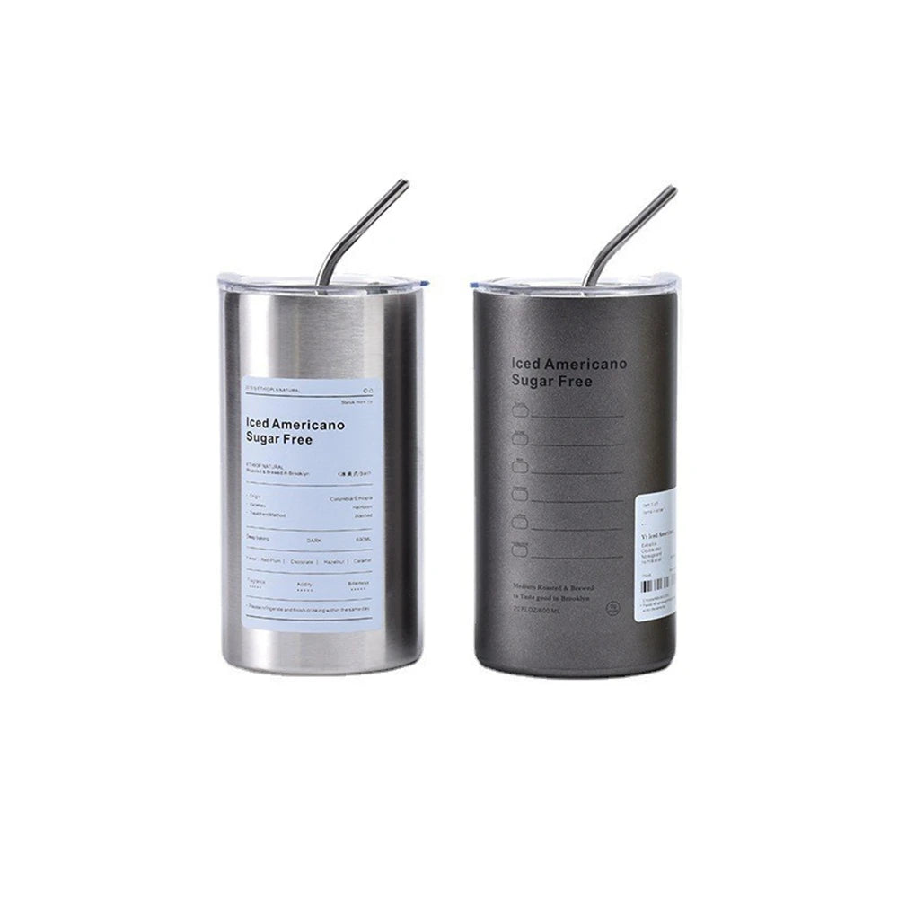 600ml BPA Free Stainless Steel Insulated Thermos with Straw