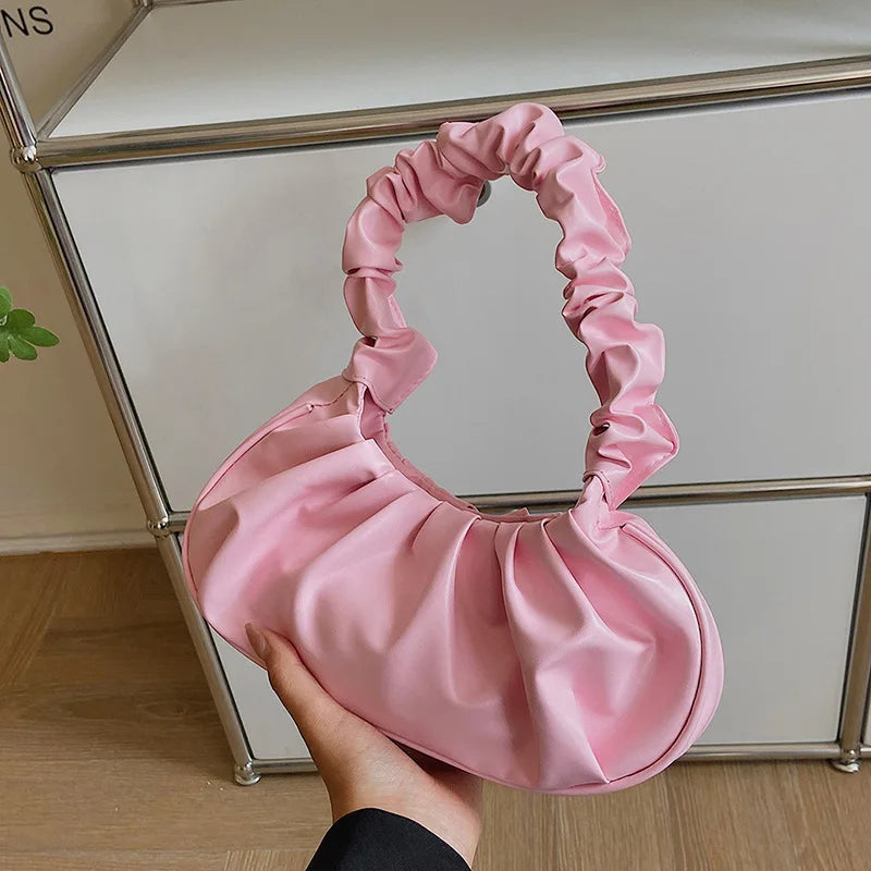 Women’s Pleated PU Cloud Shoulder Bag Lightweight Handbag