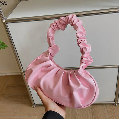 Women’s Pleated PU Cloud Shoulder Bag Lightweight Handbag