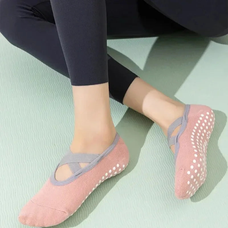 1 or 4 Pairs Women's Anti Slip Yoga Pilates Socks