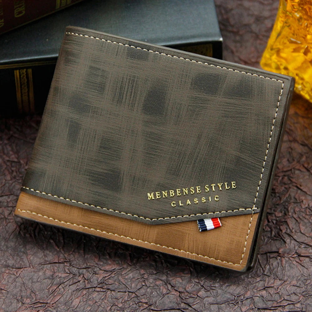 Men's Slim Frosted Leather Wallet with Coin Pocket