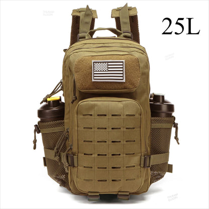 25L or 50L MOLLE Tactical Hiking Backpack with 2 Bottle Holders