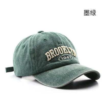 Unisex Washed Distressed Letter Embroidered Baseball Cap