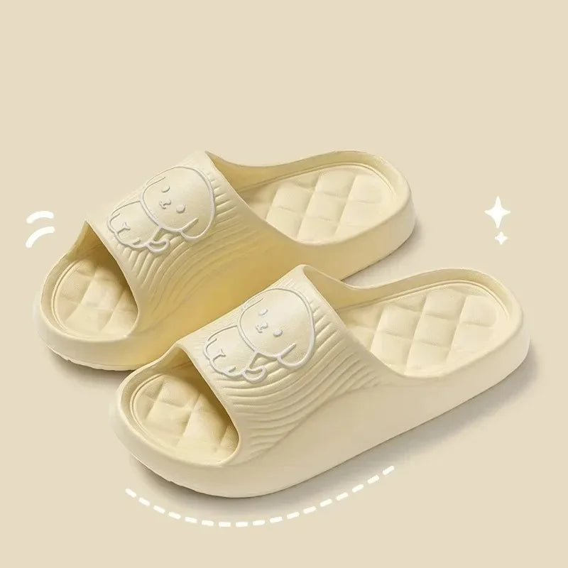 Cute Couple EVA Pillow Slippers Soft Sole Non Slip Bathroom Shoes