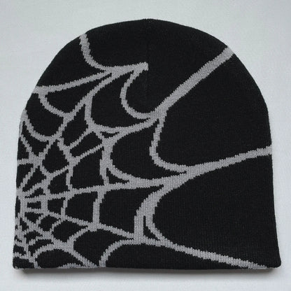 Unisex Y2K Spider Web Knit Beanie Hat