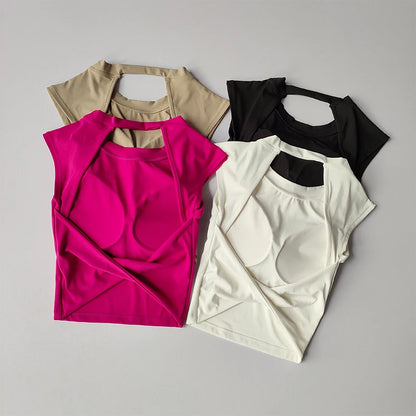 Women's Backless Padded Quick Dry Yoga Crop Top