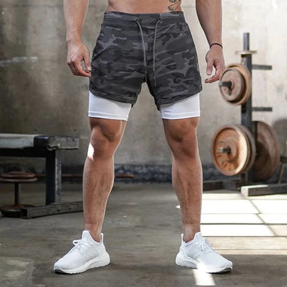 Men's Camo 2 in 1 Quick Dry Running Shorts