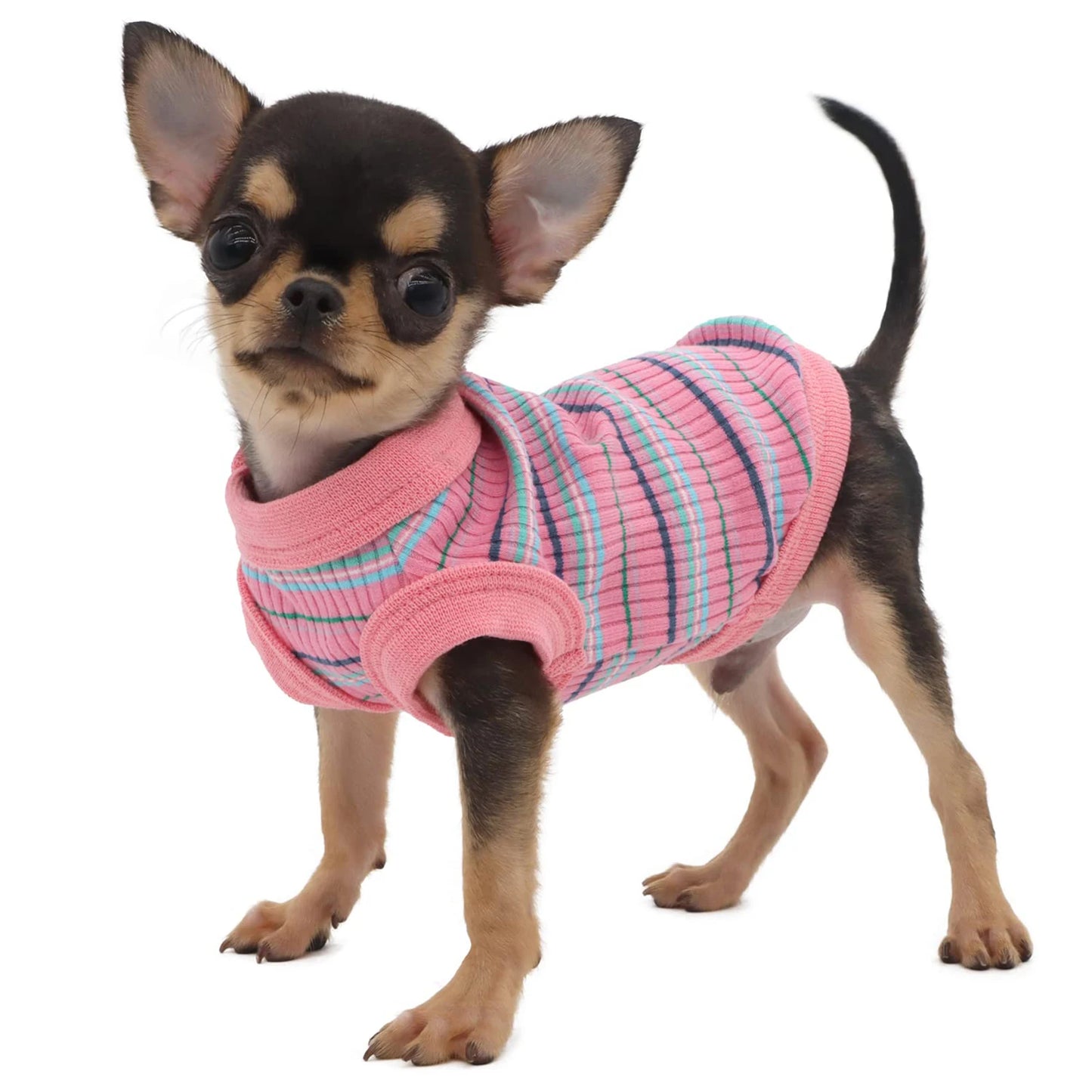 Pink Rib Dog Shirt Vest for Small Dogs & Puppies