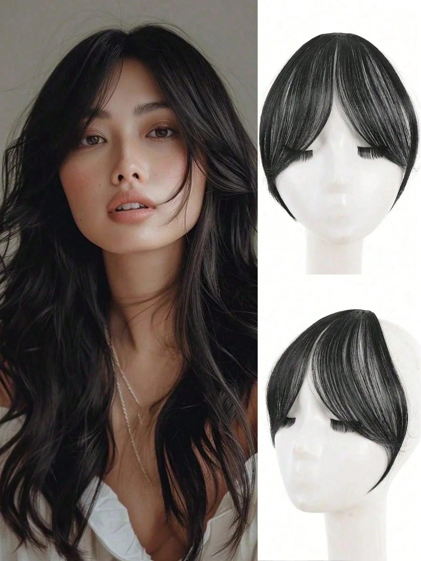 Women's Natural Clip In Middle Part Bangs Hair Extension