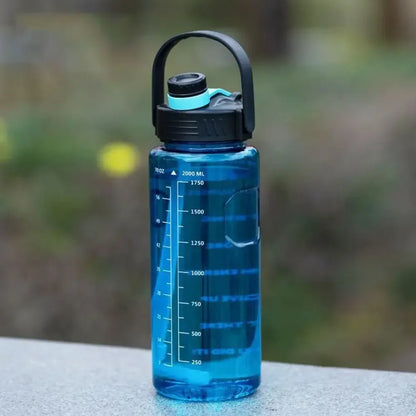 1.5L to 3L Large Capacity Sports Water Bottle with Straw and Time Marker