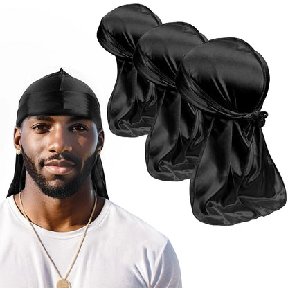 Unisex Silky Long Tail Durag Headwrap