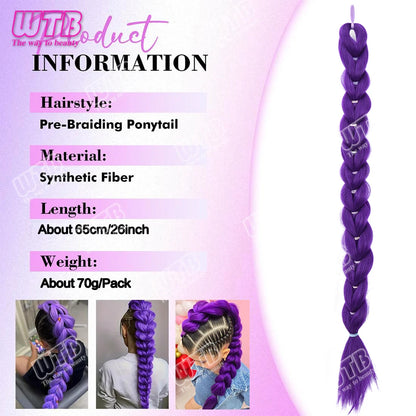26 Inch Purple Braided Ponytail Hair Extension