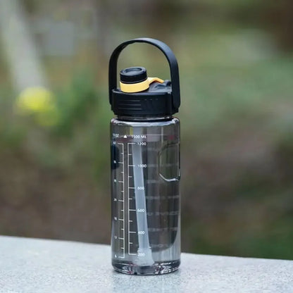 1.5L to 3L Large Capacity Sports Water Bottle with Straw and Time Marker