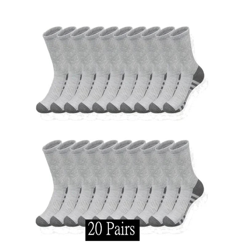 10 to 30 Pairs Men's Breathable Sports Crew Socks