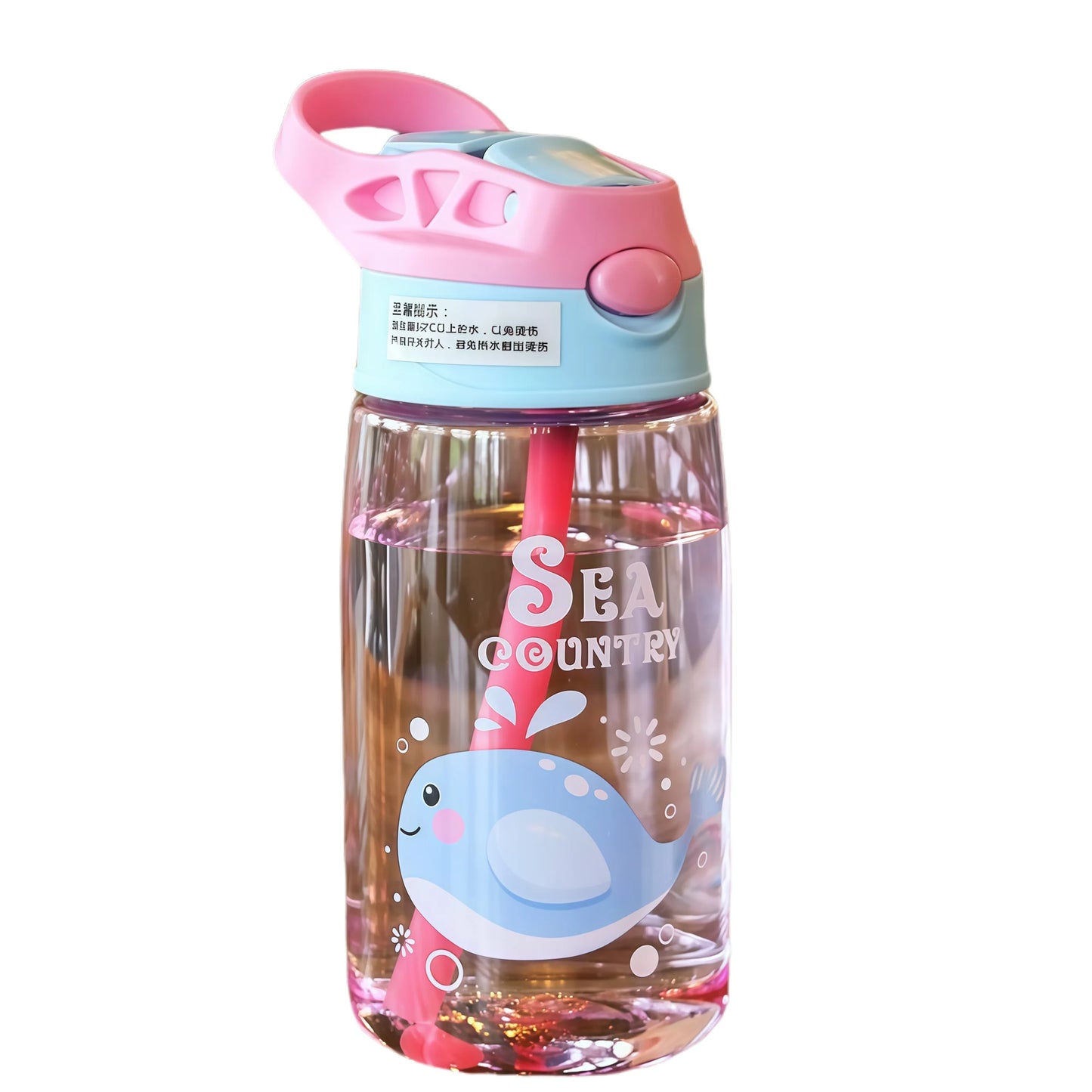 480ml Leak Proof Cartoon Kids Water Bottle with Straw