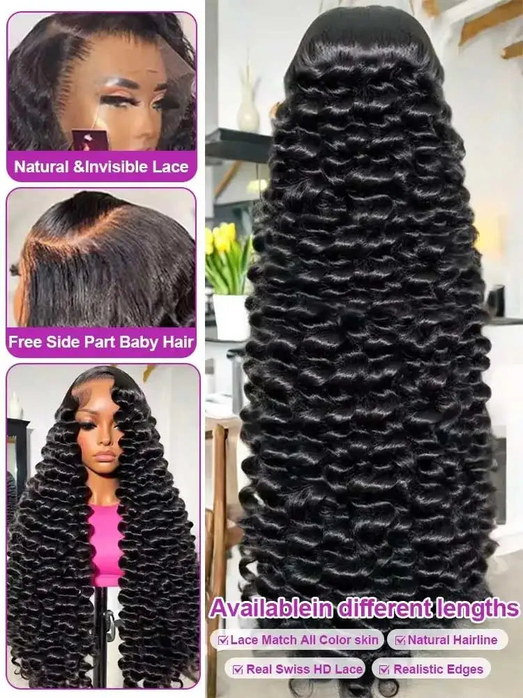 Women's Loose Deep Wave HD Lace Front Human Hair Wig