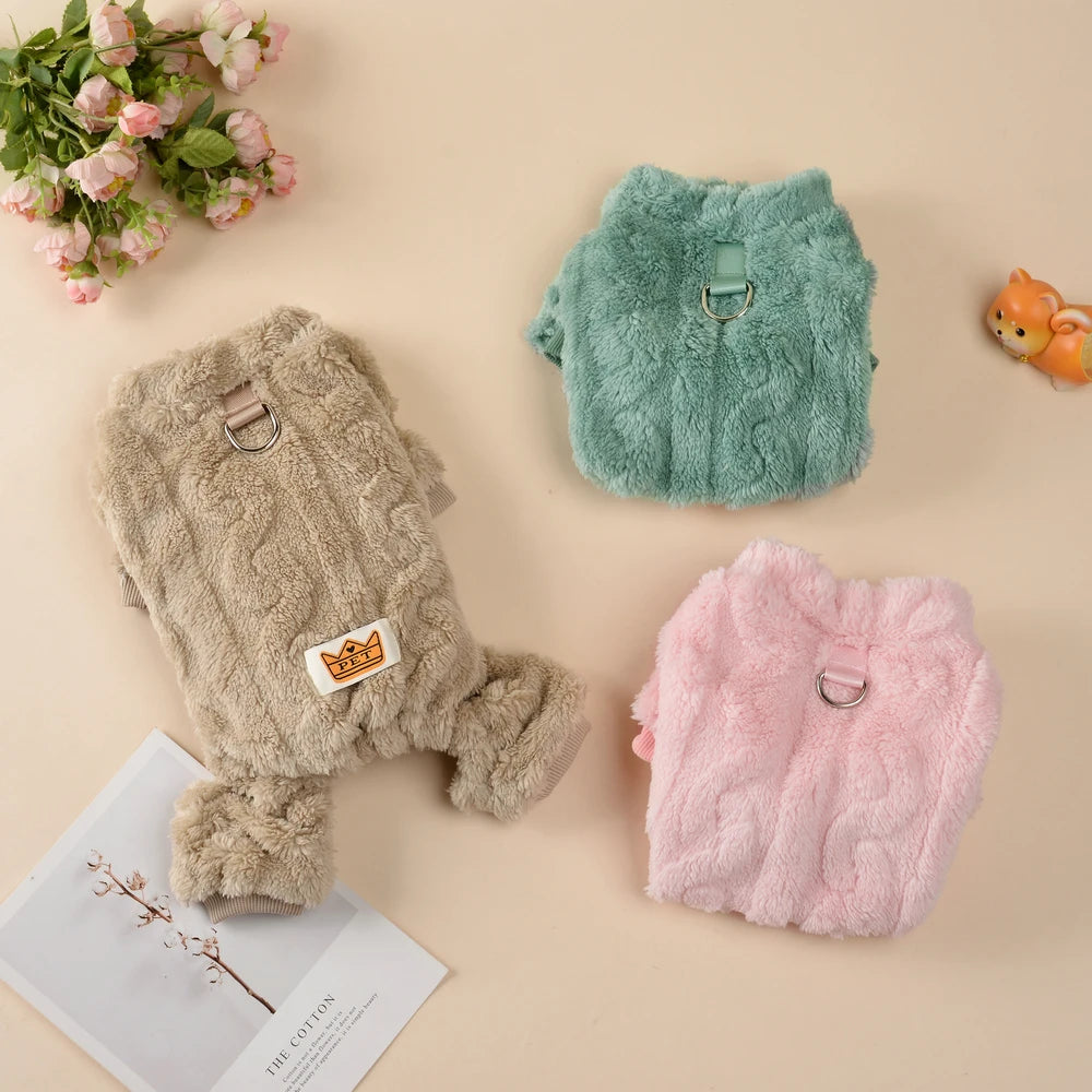 Soft Fleece Jumpsuit for Small & Medium Dogs & Cats Winter Pet Clothes