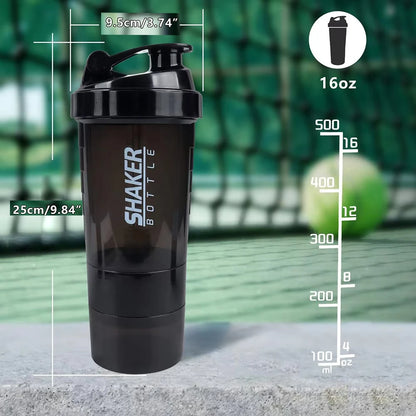 3 Layer Protein Shaker Bottle with Storage Compartments
