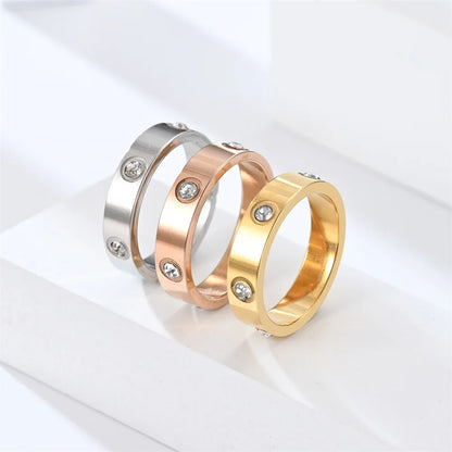 Classic Stainless Steel Diamond Ring for Men & Women Size 5–11