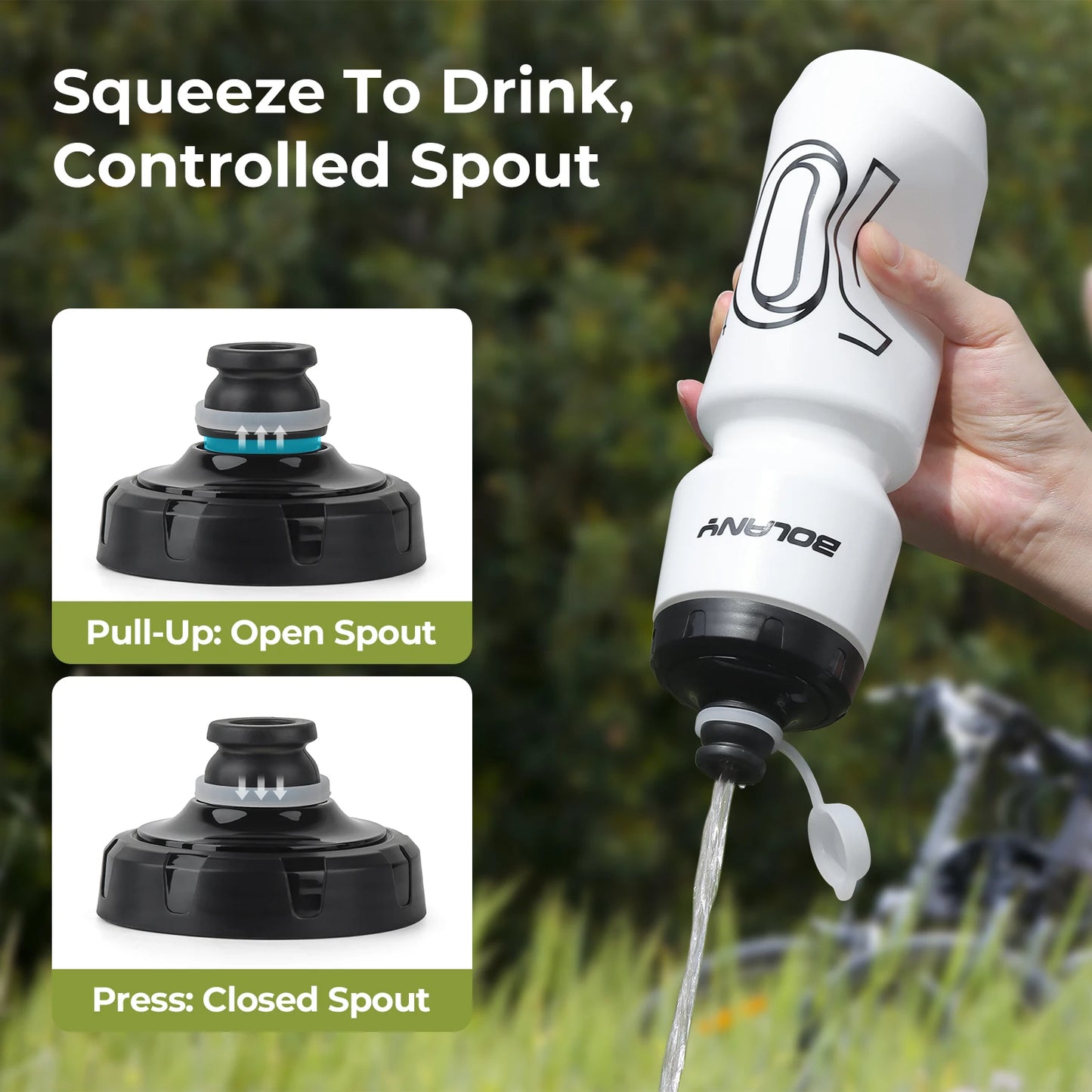 BOLANY 750ml Portable Squeeze Cycling Water Bottle