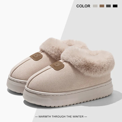 Unisex Fleece Lined EVA Winter Slippers with Ankle Cover