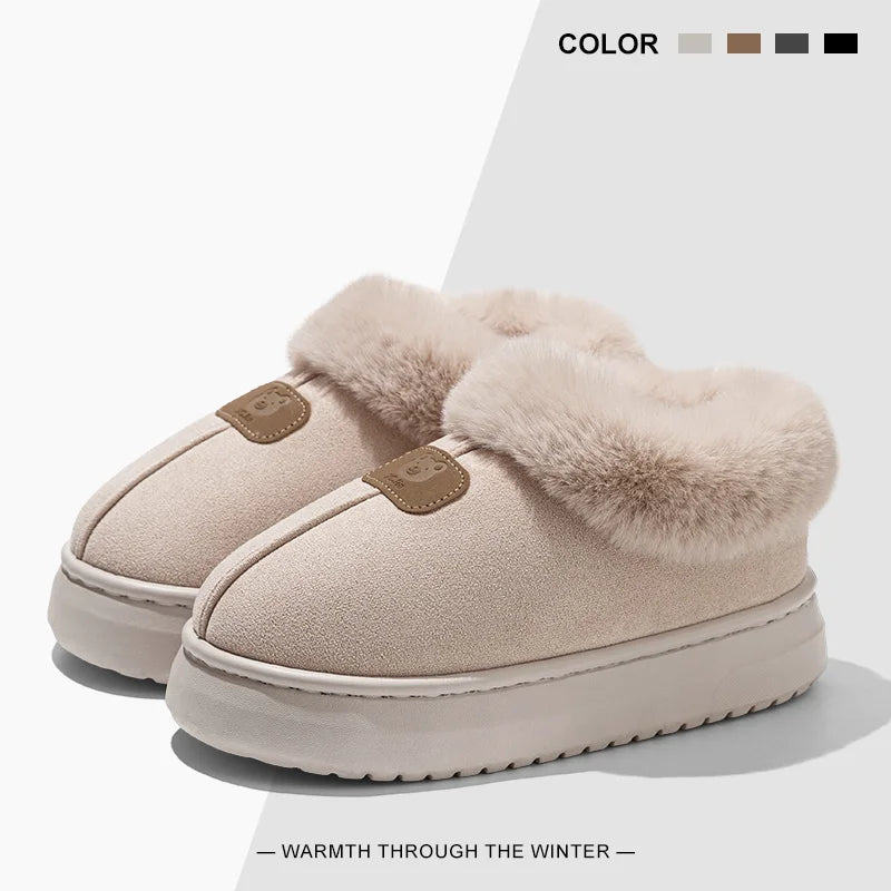 Fleece Lined Winter Slippers with Ankle Cover for Men & Women Warm Home Shoes