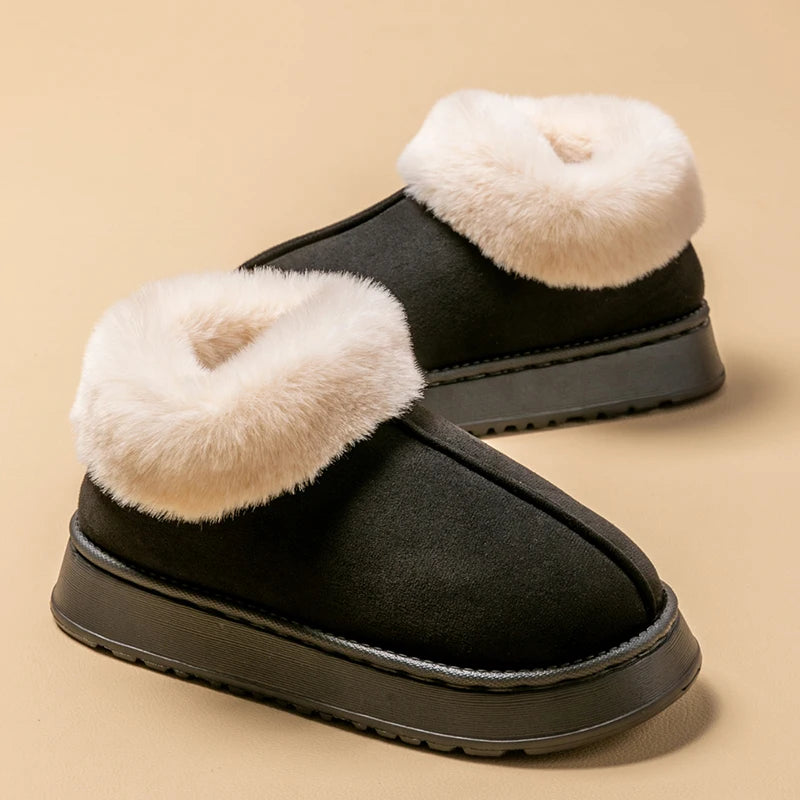 Women’s Plush Fleece Lined Winter Slippers Non Slip Home Shoes
