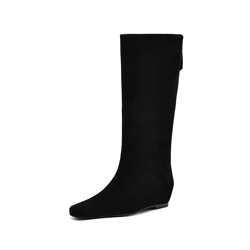 Women's Cow Suede Square Toe Knee High Western Boots