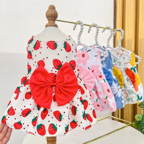 Cute Princess Dress with Bow for Small & Medium Dogs & Cats