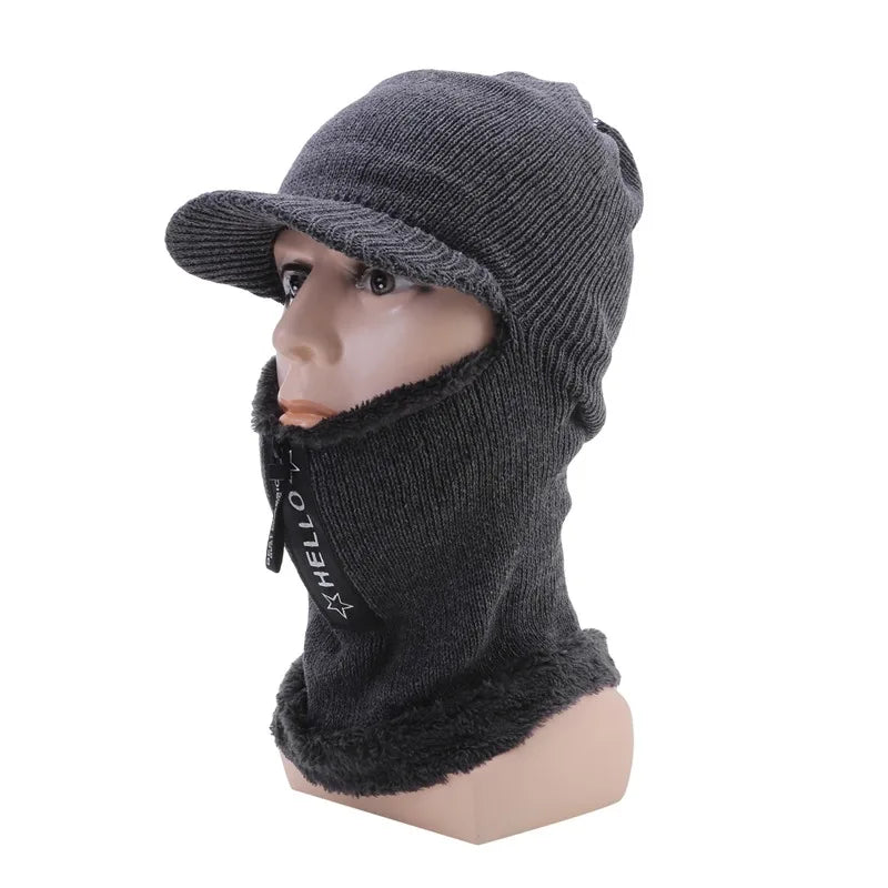 Men's Warm Wool Knit Hat with Ear Protection