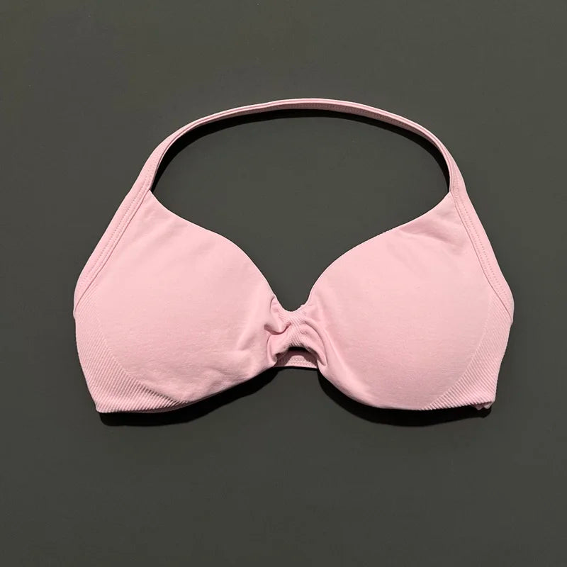 HISTELLO Women's High Support Strappy Halter Sports Bra