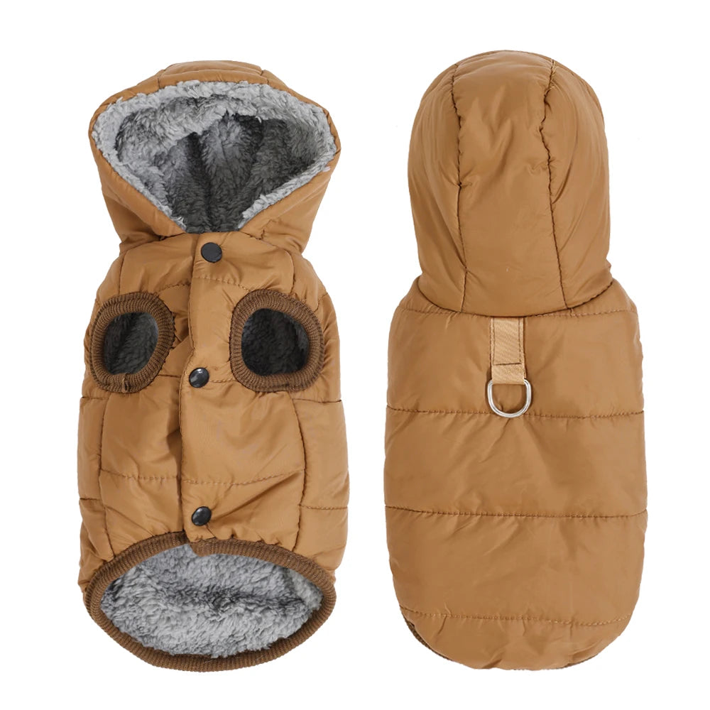 Warm Fleece Dog Hoodie Coat with D-Ring for Small & Medium Dogs