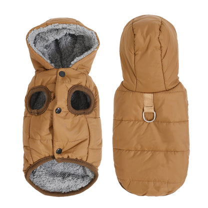 Warm Fleece Dog Hoodie Coat with D-Ring for Small & Medium Dogs