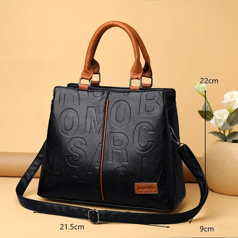 Women’s PU Leather Large Capacity Crossbody Tote Bag for Travel