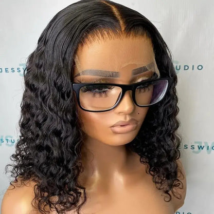 Women's 250% Density Glueless Deep Wave Human Hair Lace Front Wig