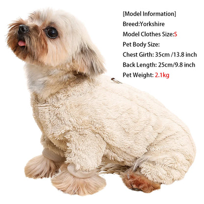 Soft Fleece Dog Jumpsuit with D-Ring for Small & Medium Dogs Winter Coat