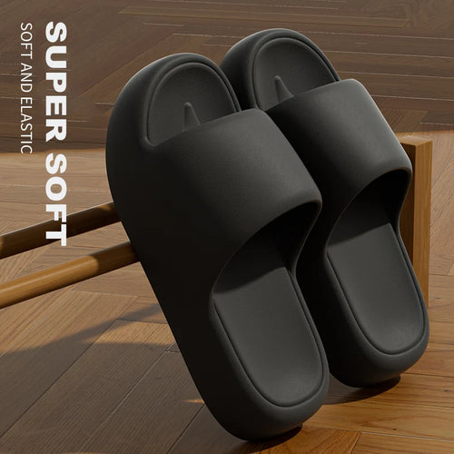 Unisex Cloud Cushion Bathroom Slides Thick Sole Non Slip Slippers