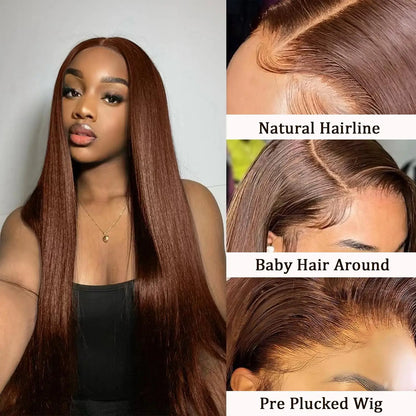 Women's 30 Inch 613 Blonde Straight HD Lace Front Human Hair Wig
