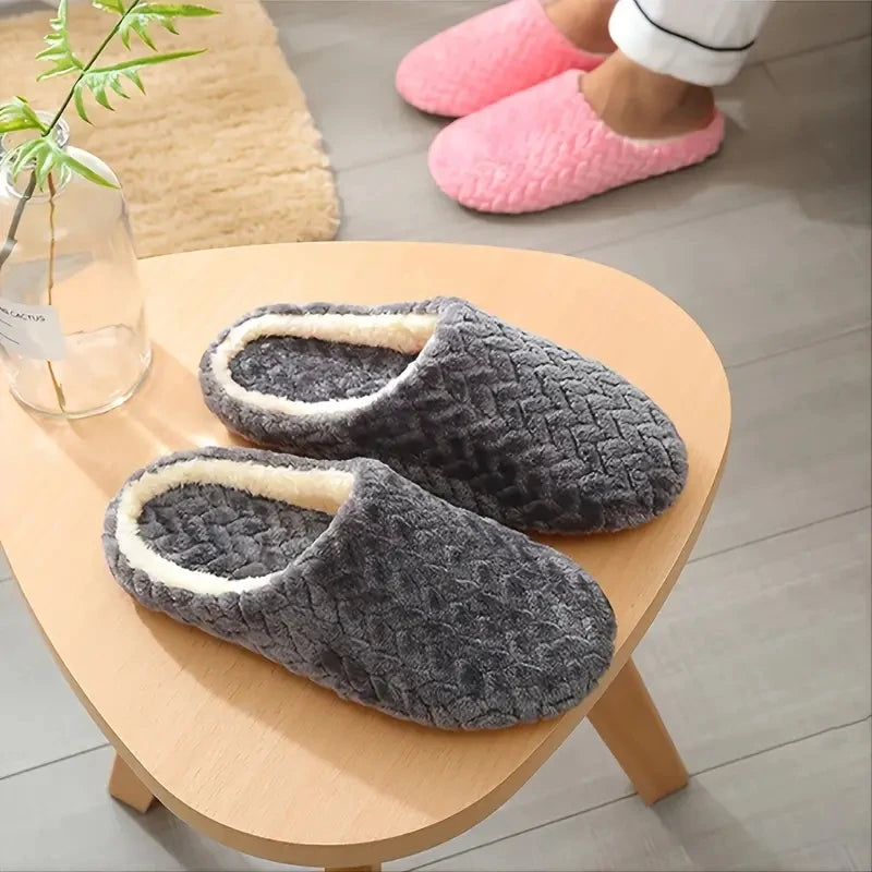 Unisex Fluffy Anti Slip Indoor Winter Slippers
