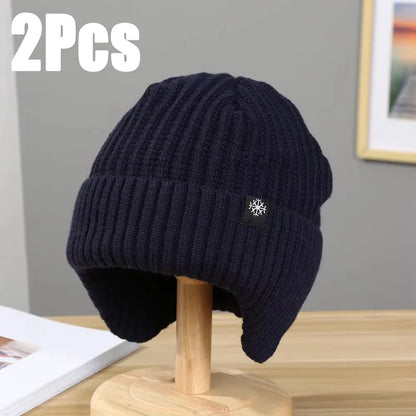 Men's Faux Fur Lined Winter Peaked Hat with Ear Protection