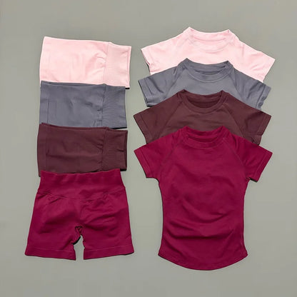 2 Piece Seamless Yoga Top and Shorts Set